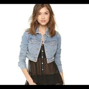 Cropped free people brand new denim jacket
